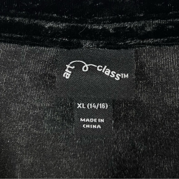 Art Class XL 14/16 Kids Crushed Velvet Ruched Drawstring Side Long Sleeve Top - Picture 5 of 7